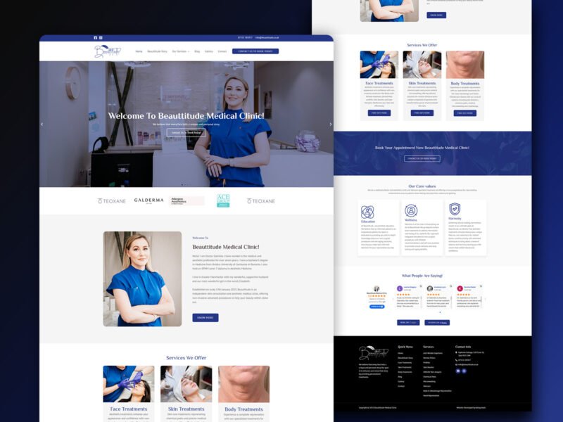 Beauttitude Medical Clinic website design by Softliro