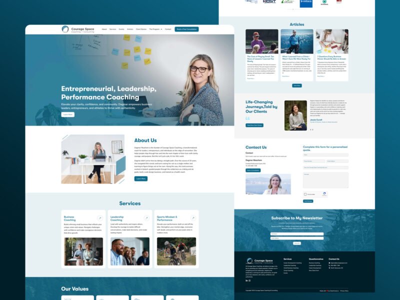 Courage Space Coaching + Consulting website design by Softliro