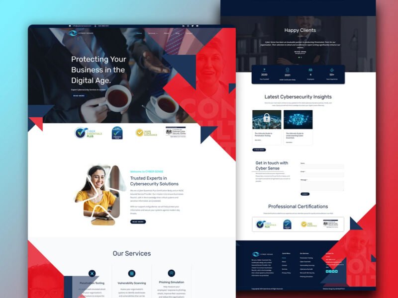 Cyber Sense website design by Softliro