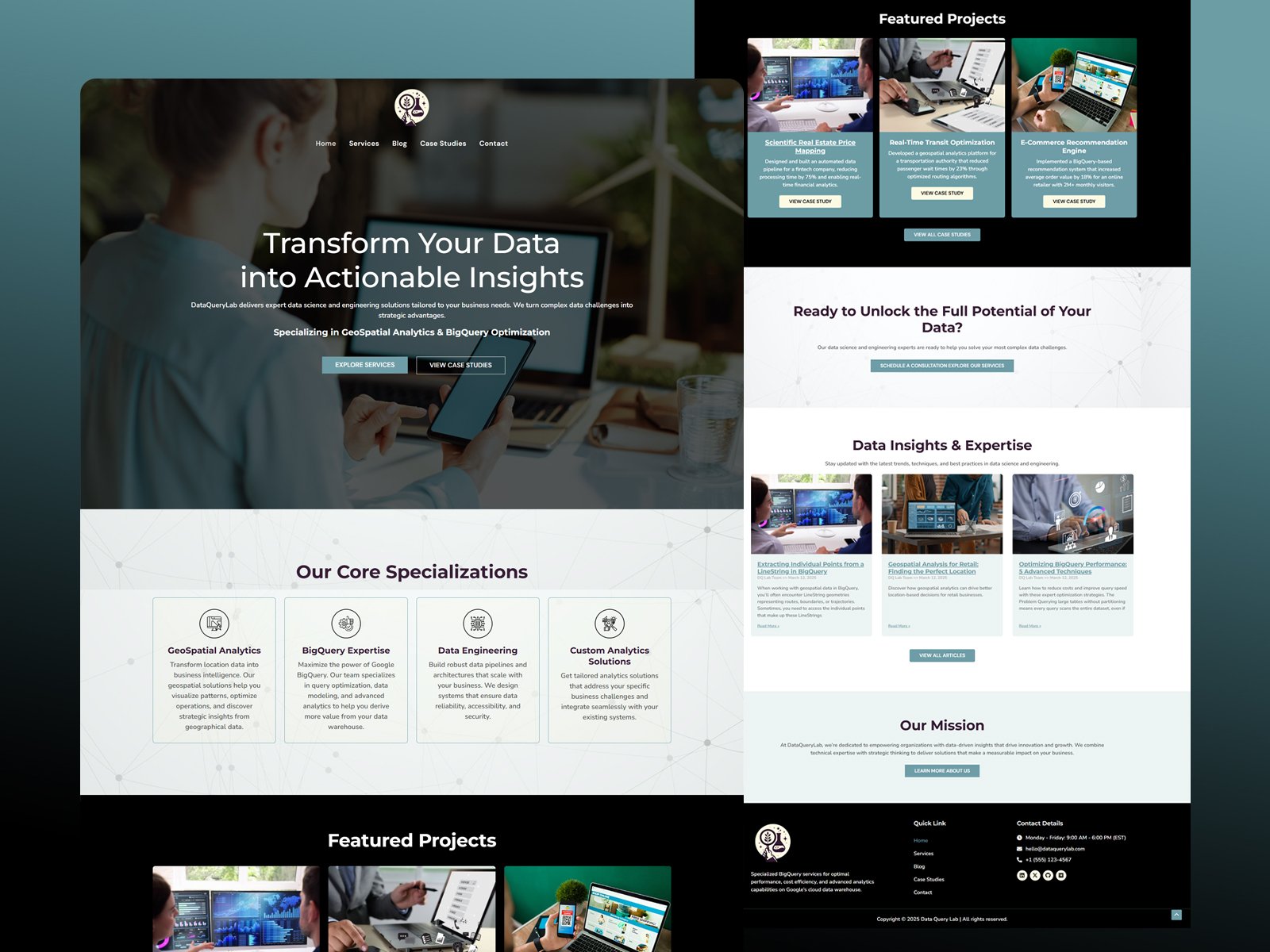 DataQueryLab website design by Softliro