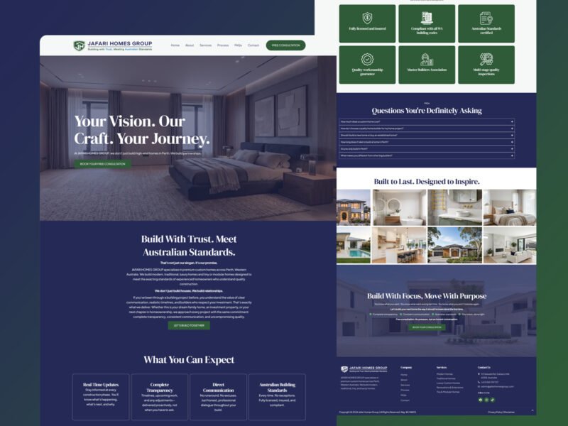 Jafari Homes Group website design by Softliro
