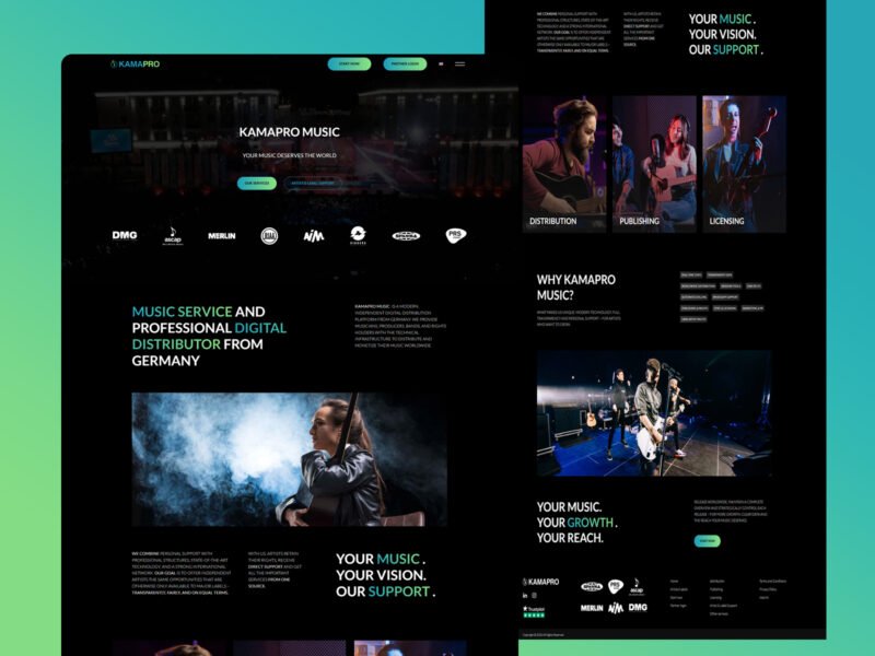 KAMAPRO Music website design by Softliro