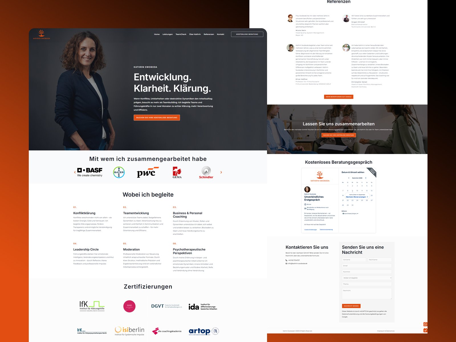 Kathrin Swoboda website design by Softliro