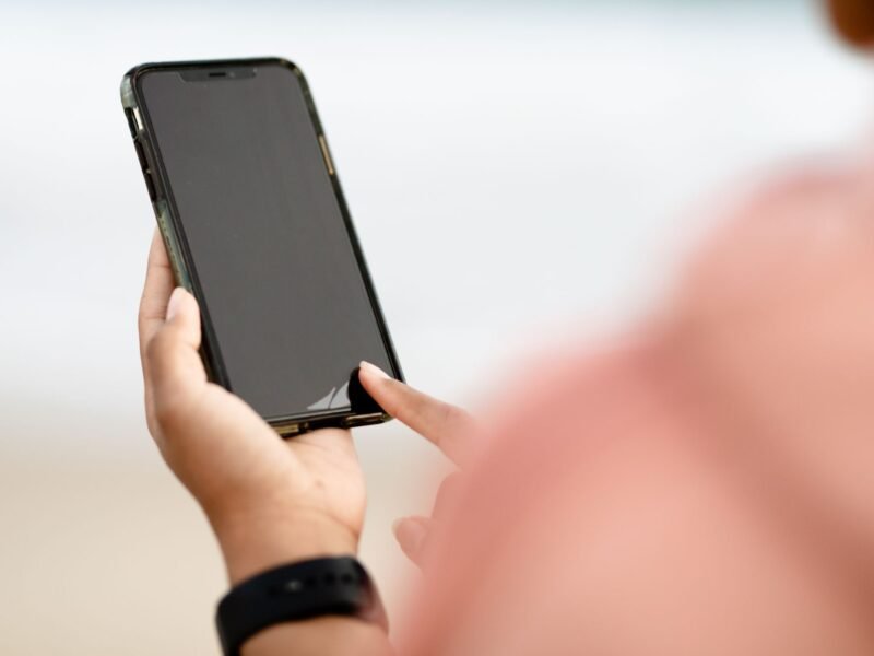 A person looking something up on a smartphone