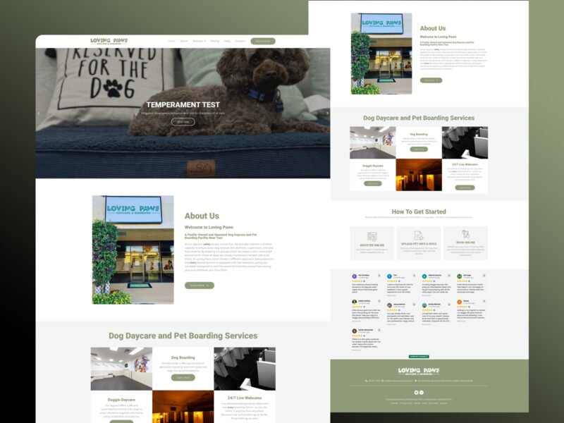 Loving Paws Daycare & Boarding website design by Softliro
