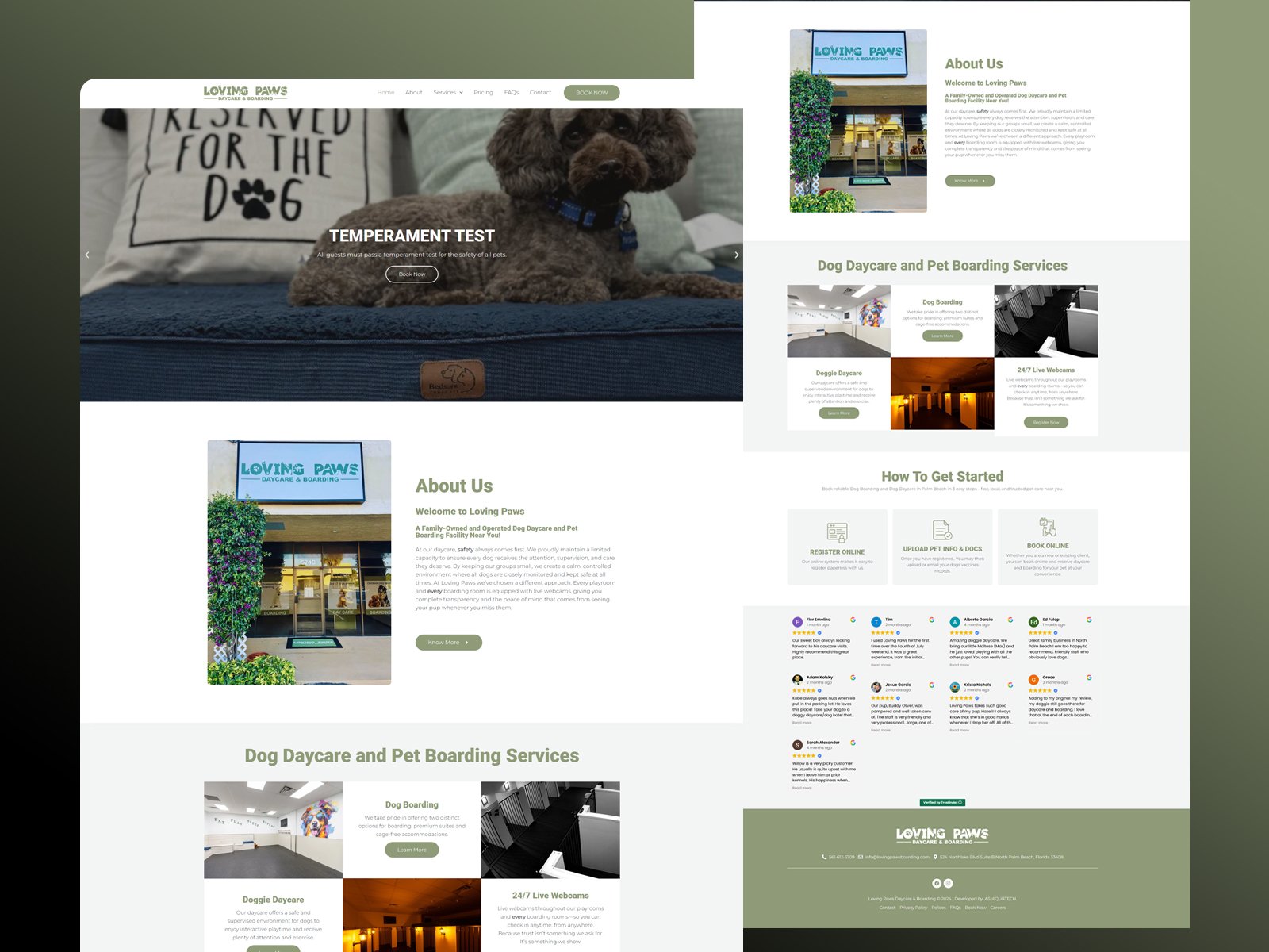 Loving Paws Daycare & Boarding website design by Softliro