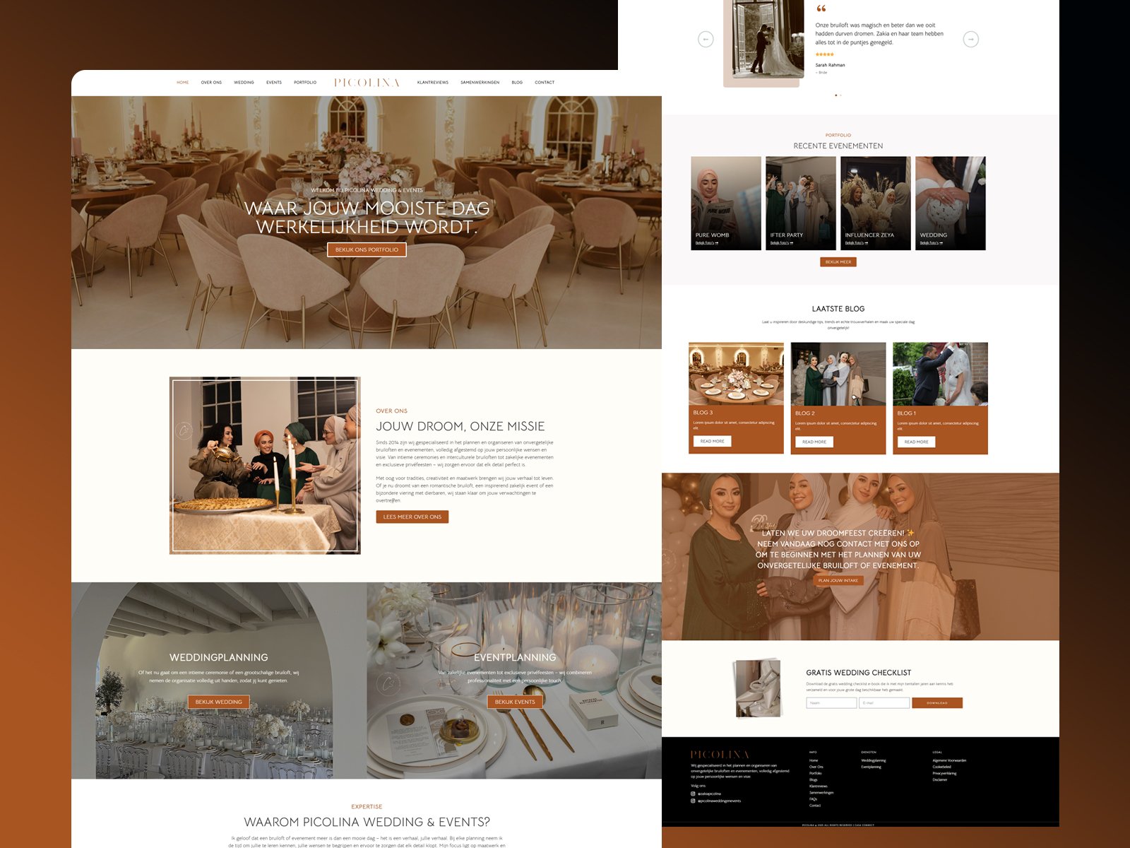 Picolina Wedding & Events website design by Softliro