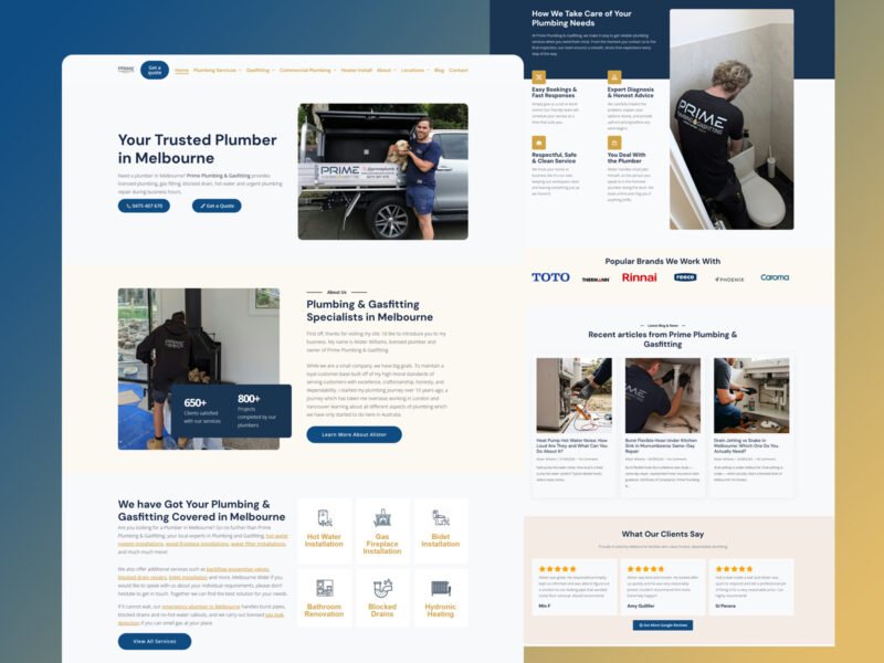 Prime Plumbing & Gasfitting website design by Softliro