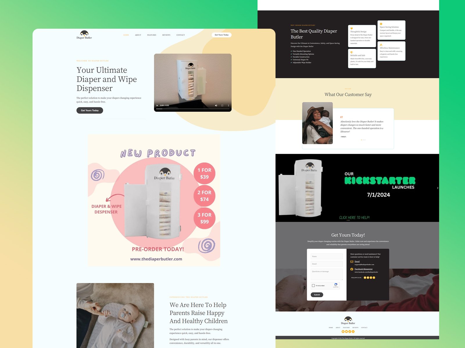 The Diaper Butler website design by Softliro