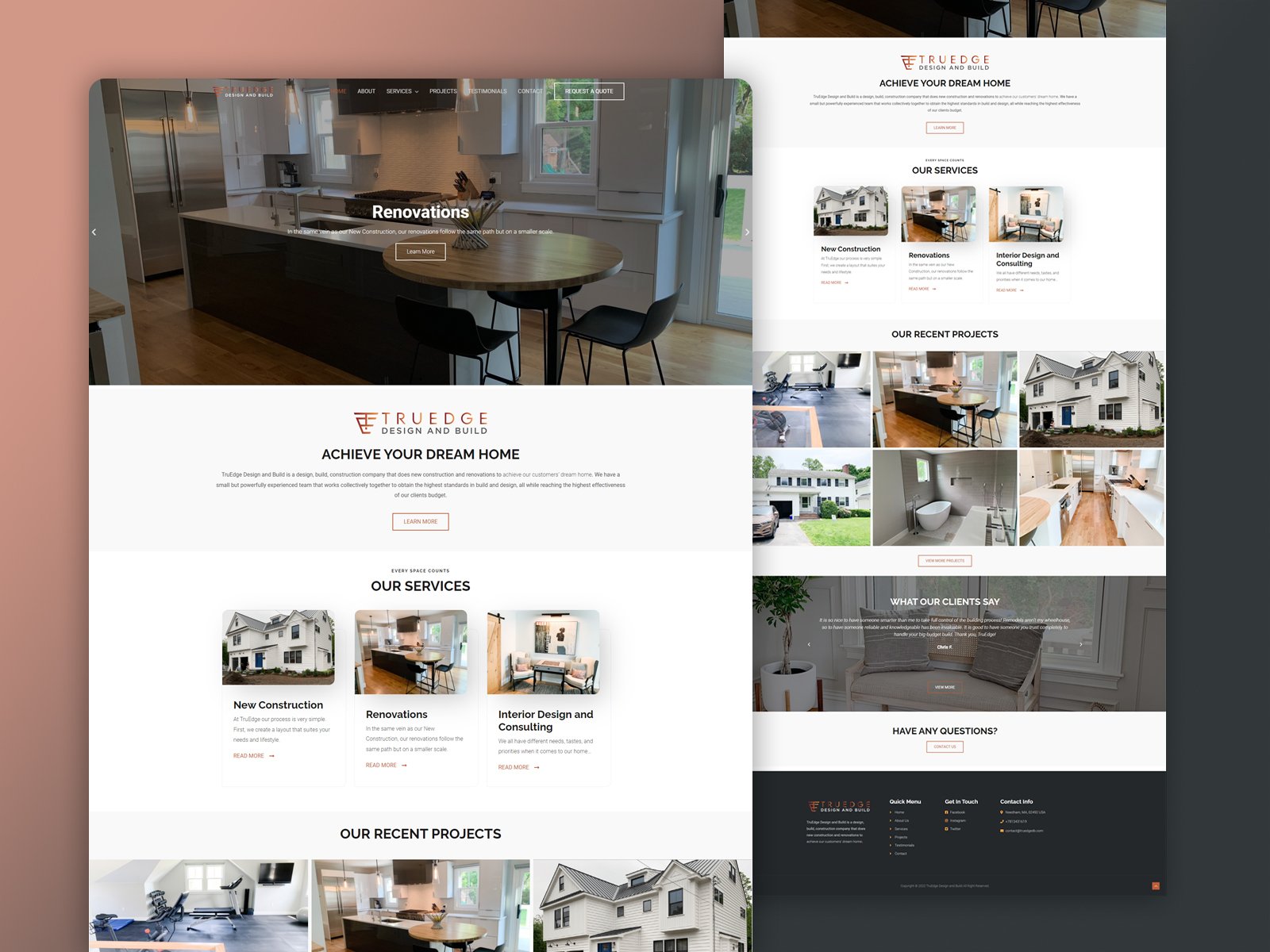 TruEdge Design and Build website design by Softliro