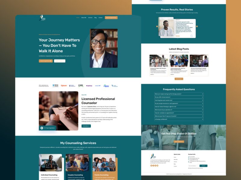 Unique Journey Counseling Service website design by Softliro