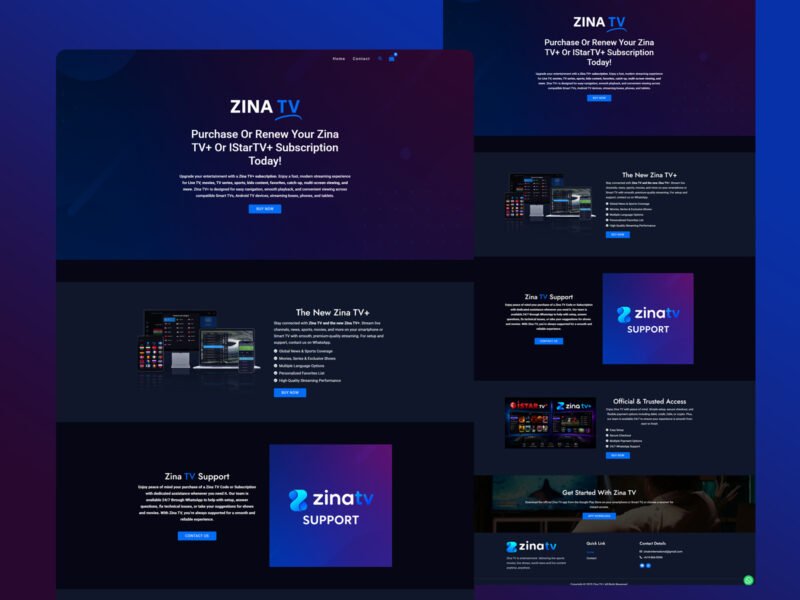 Zina TV website design by Softliro